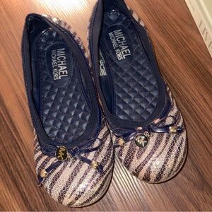MICHAEL Michael Kors Navy and Silver Sequin Ballet Flats